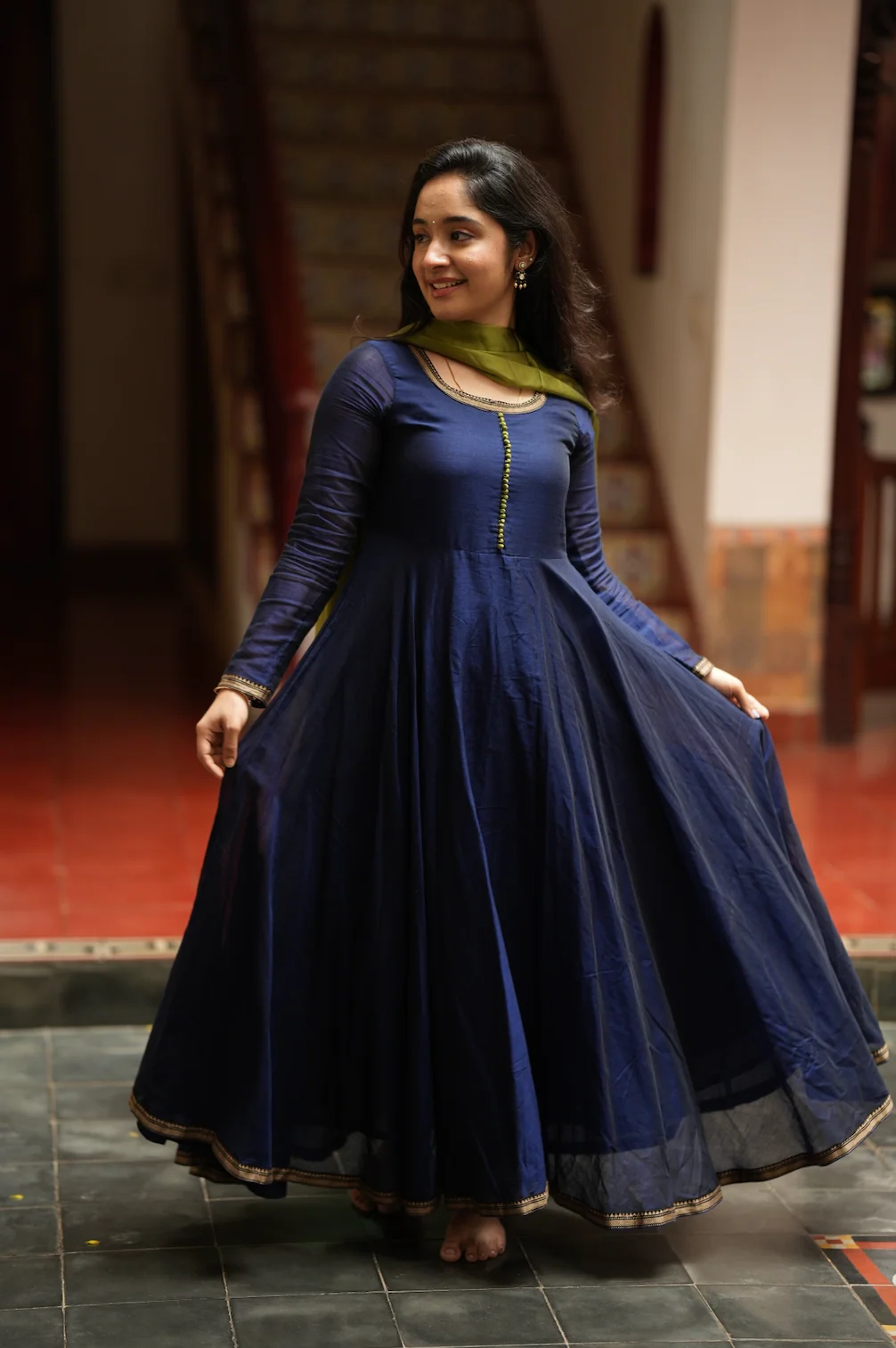 BHAMA-(BLUE WITH OLIVE) - Image 2