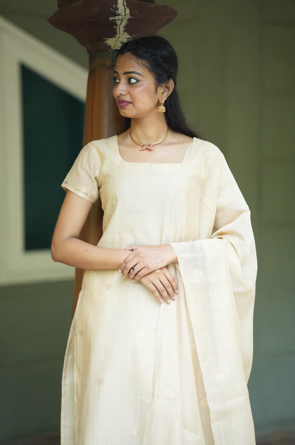 Tissue ivory handloom suit-VC001 - Image 6